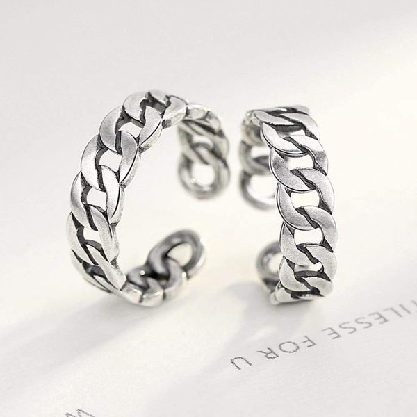 Planet Gates 925 Sterling Silver Noble Rings for Women & Men Adjustable Cuff Thailand Knitted Ring