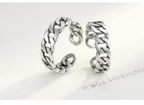 Planet Gates 925 Sterling Silver Noble Rings for Women & Men Adjustable Cuff Thailand Knitted Ring