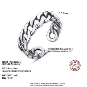 Planet Gates 925 Sterling Silver Noble Rings for Women & Men Adjustable Cuff Thailand Knitted Ring