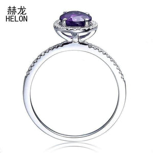 Planet Gates 925 Sterling Silver Oval 8x6mm Amethyst Ring Amethyst Natural Halo Diamonds Ring Gemstone Engagement Wedding Ring Jewelry Women
