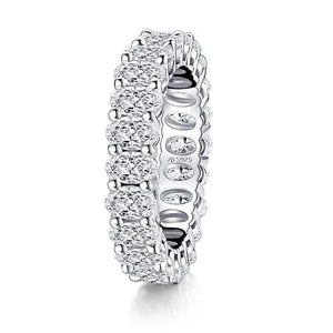 Planet Gates 925 Sterling Silver Oval Cut Eternity Engagement Ring Simulated Diamond Wedding Silver Full Eternity Ring  Jewelry