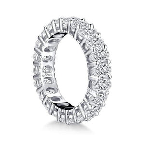 Planet Gates 925 Sterling Silver Oval Cut Eternity Engagement Ring Simulated Diamond Wedding Silver Full Eternity Ring  Jewelry