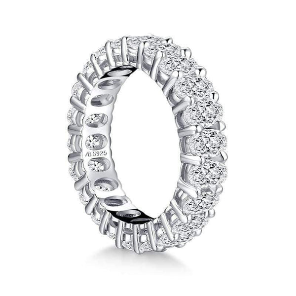 Planet Gates 925 Sterling Silver Oval Cut Eternity Engagement Ring Simulated Diamond Wedding Silver Full Eternity Ring  Jewelry