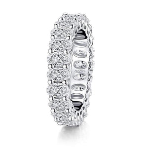 Planet Gates 925 Sterling Silver Oval Cut Eternity Engagement Ring Simulated Diamond Wedding Silver Full Eternity Ring  Jewelry