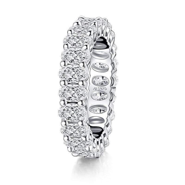 Planet Gates 925 Sterling Silver Oval Cut Eternity Engagement Ring Simulated Diamond Wedding Silver Full Eternity Ring  Jewelry