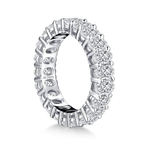 Planet Gates 925 Sterling Silver Oval Cut Eternity Engagement Ring Simulated Diamond Wedding Silver Full Eternity Ring  Jewelry