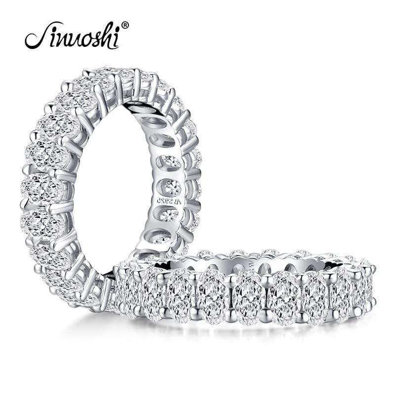 Planet Gates 925 Sterling Silver Oval Cut Eternity Engagement Ring Simulated Diamond Wedding Silver Full Eternity Ring  Jewelry