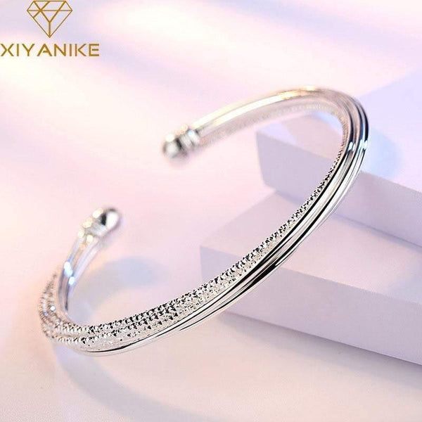 925 Sterling Silver Party Cuff Bangles & Bracelet For Women Korean Fashion Wedding Accessories Creative Jewelry Gifts