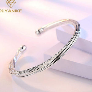 925 Sterling Silver Party Cuff Bangles & Bracelet For Women Korean Fashion Wedding Accessories Creative Jewelry Gifts