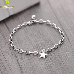 Planet Gates 925 Sterling Silver Pentagram Star Bracelets For Women Personality Simple Fashion Fine Jewelry Charm Bracelets & Bangles