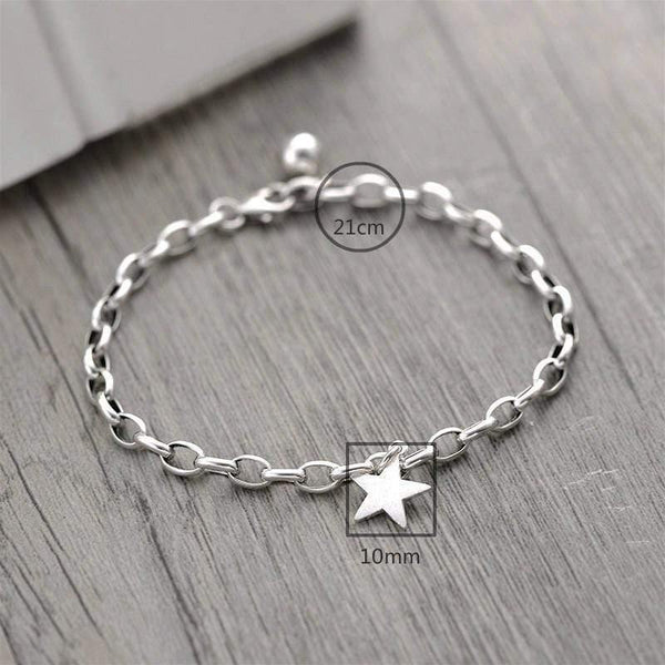Planet Gates 925 Sterling Silver Pentagram Star Bracelets For Women Personality Simple Fashion Fine Jewelry Charm Bracelets & Bangles