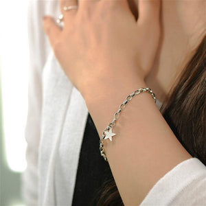 Planet Gates 925 Sterling Silver Pentagram Star Bracelets For Women Personality Simple Fashion Fine Jewelry Charm Bracelets & Bangles