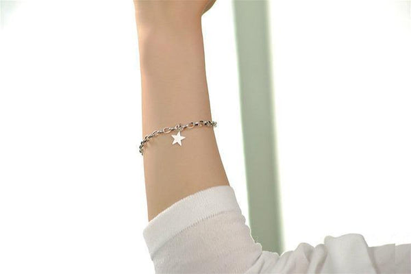 Planet Gates 925 Sterling Silver Pentagram Star Bracelets For Women Personality Simple Fashion Fine Jewelry Charm Bracelets & Bangles