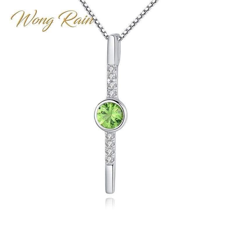 Planet Gates 925 Sterling Silver Prehnite Gemstone Diamonds White Gold Pendant Necklace Fine Jewelry Wholesale Drop Shipping