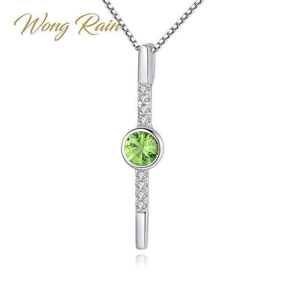 Planet Gates 925 Sterling Silver Prehnite Gemstone Diamonds White Gold Pendant Necklace Fine Jewelry Wholesale Drop Shipping