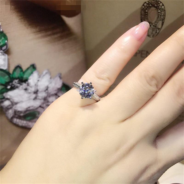 Planet Gates 925 Sterling Silver Ring 2Ct 10 Hearts Arrows SONA Diamond Wedding Jewelry Rings Engagement For Women