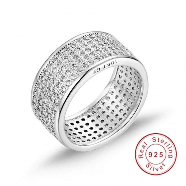 Planet Gates 925 Sterling Silver Ring Finger Stamp 10KT Shining 286pcs Full Simulated Diamond Rings for Woman Jewelry