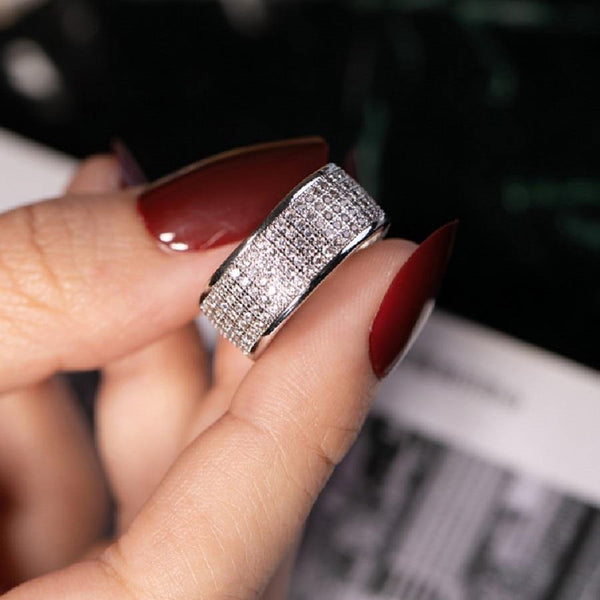 Planet Gates 925 Sterling Silver Ring Finger Stamp 10KT Shining 286pcs Full Simulated Diamond Rings for Woman Jewelry