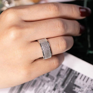 Planet Gates 925 Sterling Silver Ring Finger Stamp 10KT Shining 286pcs Full Simulated Diamond Rings for Woman Jewelry