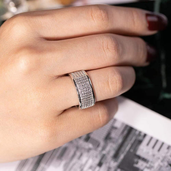 Planet Gates 925 Sterling Silver Ring Finger Stamp 10KT Shining 286pcs Full Simulated Diamond Rings for Woman Jewelry