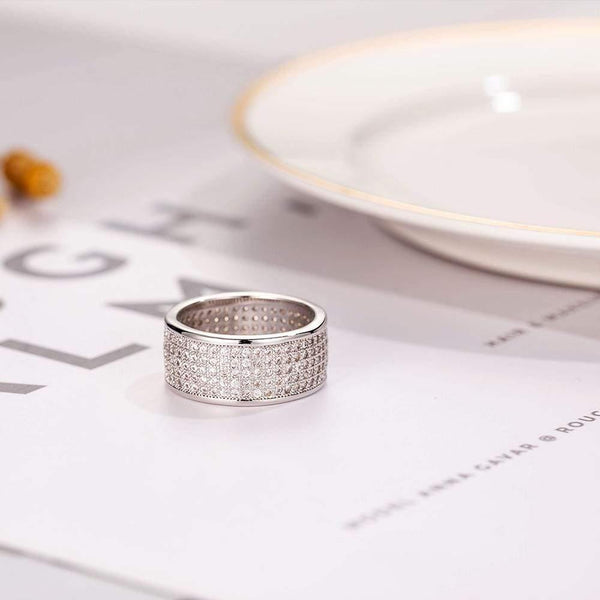 Planet Gates 925 Sterling Silver Ring Finger Stamp 10KT Shining 286pcs Full Simulated Diamond Rings for Woman Jewelry