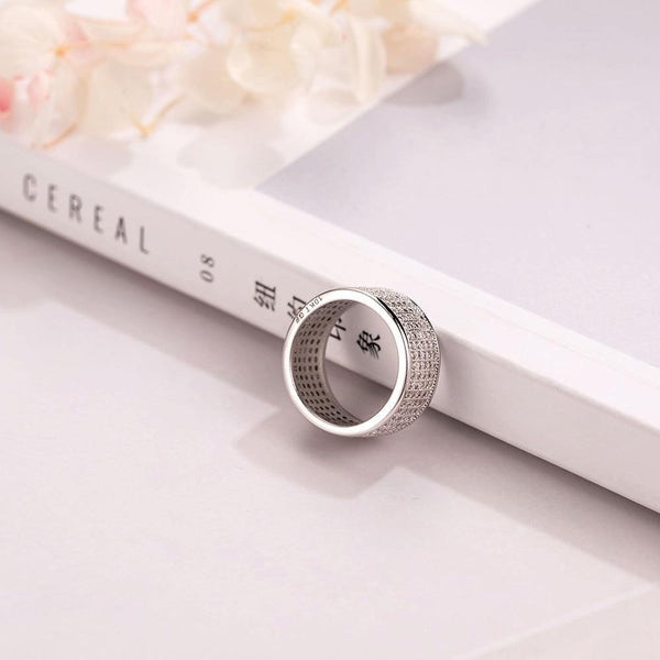 Planet Gates 925 Sterling Silver Ring Finger Stamp 10KT Shining 286pcs Full Simulated Diamond Rings for Woman Jewelry