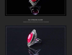 Planet Gates 925 Sterling Silver Ring For Women Original Design Red Jade Open Ring Gemstone Diamond Wedding Valentine's Day Jewelry SR10