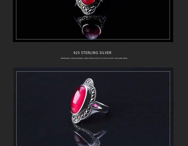 Planet Gates 925 Sterling Silver Ring For Women Original Design Red Jade Open Ring Gemstone Diamond Wedding Valentine's Day Jewelry SR10