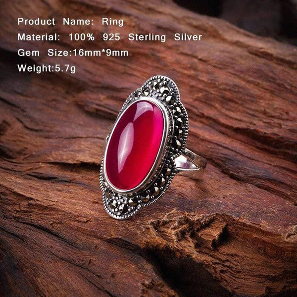 Planet Gates 925 Sterling Silver Ring For Women Original Design Red Jade Open Ring Gemstone Diamond Wedding Valentine's Day Jewelry SR10