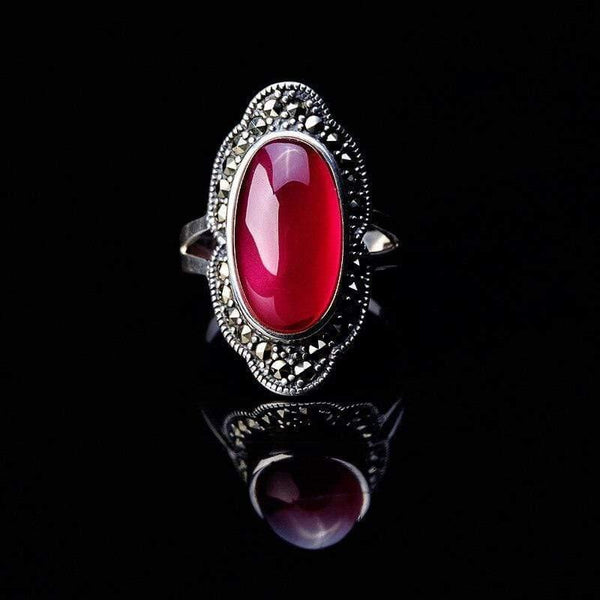 Planet Gates 925 Sterling Silver Ring For Women Original Design Red Jade Open Ring Gemstone Diamond Wedding Valentine's Day Jewelry SR10