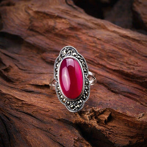 Planet Gates 925 Sterling Silver Ring For Women Original Design Red Jade Open Ring Gemstone Diamond Wedding Valentine's Day Jewelry SR10