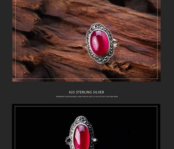 Planet Gates 925 Sterling Silver Ring For Women Original Design Red Jade Open Ring Gemstone Diamond Wedding Valentine's Day Jewelry SR10