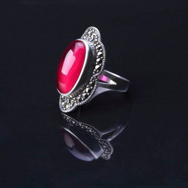 Planet Gates 925 Sterling Silver Ring For Women Original Design Red Jade Open Ring Gemstone Diamond Wedding Valentine's Day Jewelry SR10