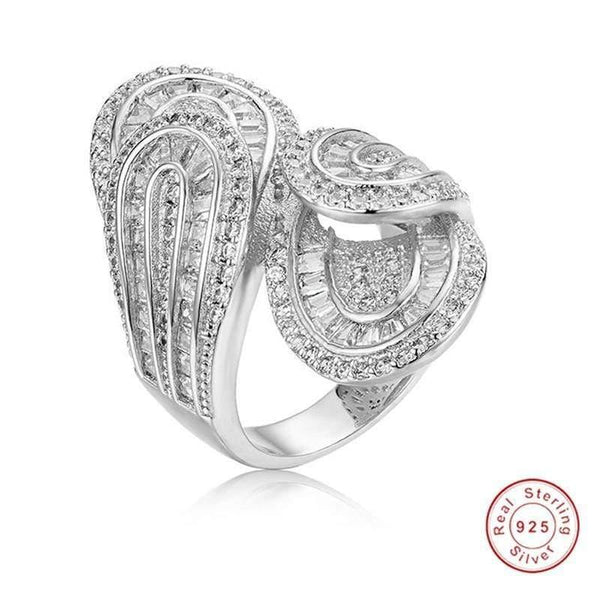 Planet Gates 925 Sterling Silver ring Luxury Leaf Pave Birthstone Simulated Diamond rings Cocktail Wedding Rings For Women gift