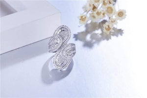 Planet Gates 925 Sterling Silver ring Luxury Leaf Pave Birthstone Simulated Diamond rings Cocktail Wedding Rings For Women gift