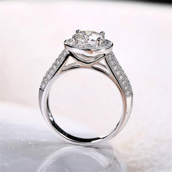 Planet Gates 925 Sterling Silver ring pave cz 2ct SONA Diamond Rings Wedding Jewelry for Women gift size ,5,6,7,8,9,10