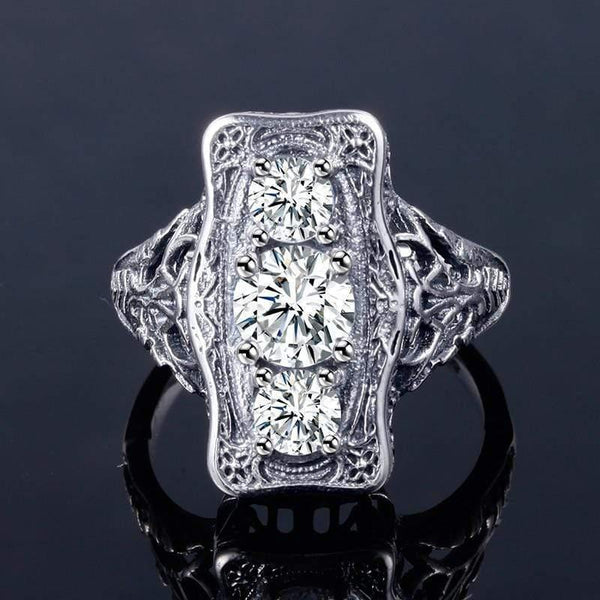 Planet Gates 925 Sterling Silver Ring Round Simulate Diamond Wedding Jewelry Rings Engagement For Women