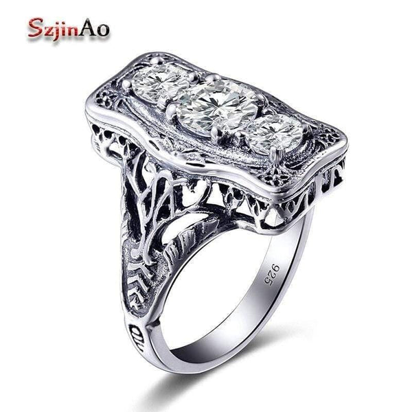 Planet Gates 925 Sterling Silver Ring Round Simulate Diamond Wedding Jewelry Rings Engagement For Women