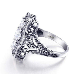 Planet Gates 925 Sterling Silver Ring Round Simulate Diamond Wedding Jewelry Rings Engagement For Women