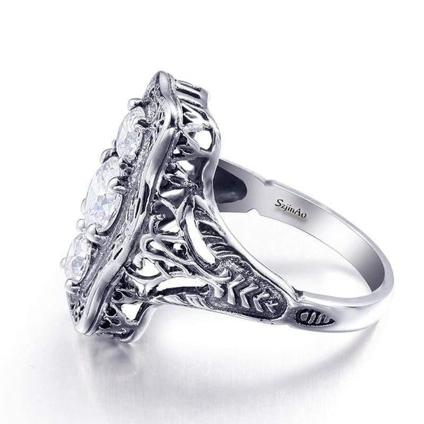Planet Gates 925 Sterling Silver Ring Round Simulate Diamond Wedding Jewelry Rings Engagement For Women
