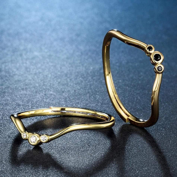 Planet Gates 925 Sterling Silver Rings  Black White Zircon Diamond Adjustable Rings 14K Gold Fine Jewelry