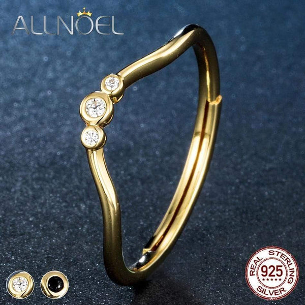 Planet Gates 925 Sterling Silver Rings  Black White Zircon Diamond Adjustable Rings 14K Gold Fine Jewelry