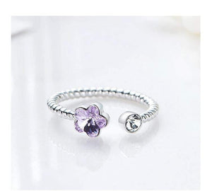 Planet Gates 925 Sterling Silver Rings Embellished with crystals Flower Adjustable Finger Ring Women Wedding Jewelry
