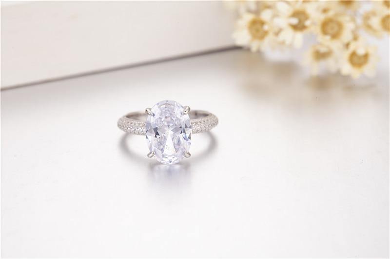 Planet Gates 925 Sterling Silver rings finger Engagement Wedding jewelry for Women Big oval cut 4ct Simulated Diamond Ring gift