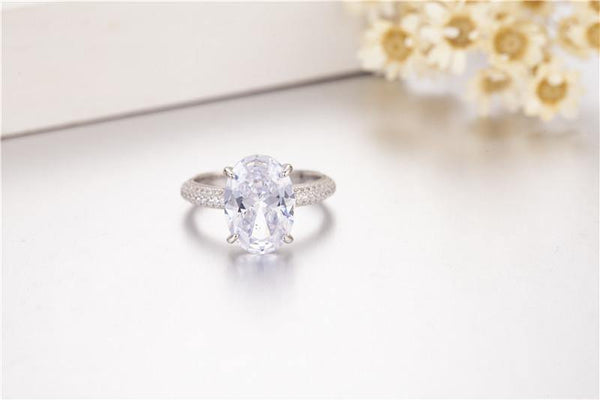 Planet Gates 925 Sterling Silver rings finger Engagement Wedding jewelry for Women Big oval cut 4ct Simulated Diamond Ring gift