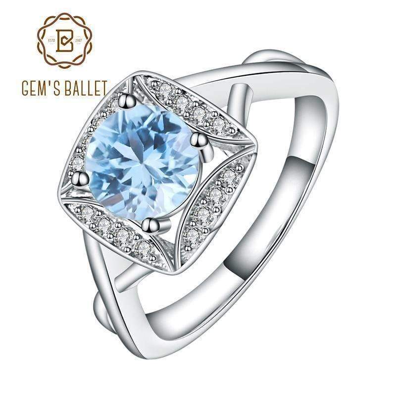 Planet Gates 925 Sterling Silver Rings for Women Sky Blue Topaz Ring Gemstone Cushion Romantic Gift Engagement Jewelry