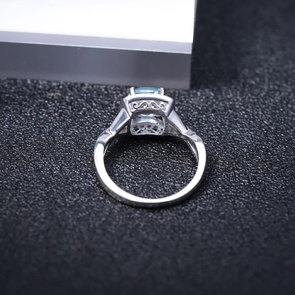 Planet Gates 925 Sterling Silver Rings for Women Sky Blue Topaz Ring Gemstone Cushion Romantic Gift Engagement Jewelry