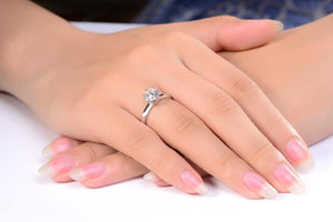 Planet Gates 925 Sterling Silver Rings Women Engagement Silver Rings Round Simulated Diamond Wedding Gift Main Stone Size 1/1.5/2/3 ct