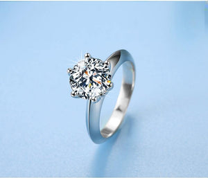 Planet Gates 925 Sterling Silver Rings Women Engagement Silver Rings Round Simulated Diamond Wedding Gift Main Stone Size 1/1.5/2/3 ct