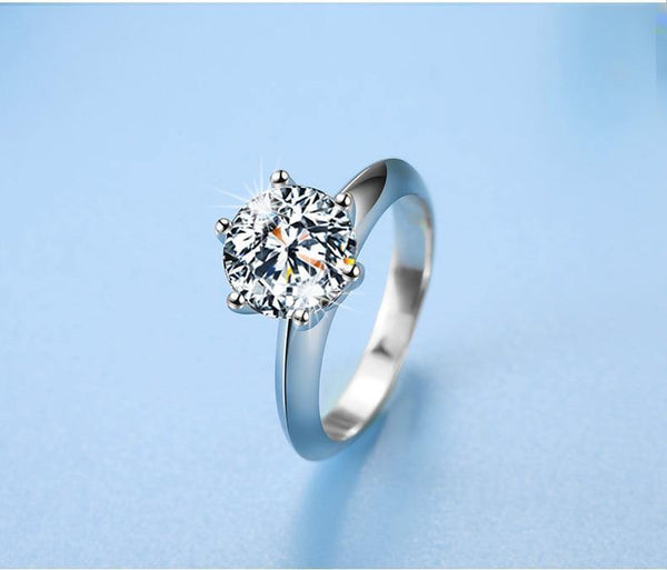 Planet Gates 925 Sterling Silver Rings Women Engagement Silver Rings Round Simulated Diamond Wedding Gift Main Stone Size 1/1.5/2/3 ct